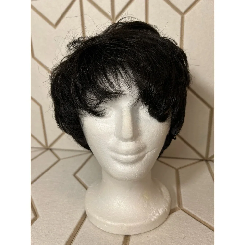 Midway Synthetic Wig Short Black Layered Pixie Cut Stretch‎ Cap